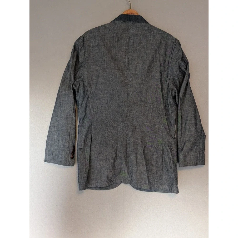 J.CREW Ludlow Navy Blue‎ Grey Chambray Blazer Cotton Unstructured Men Small 38R